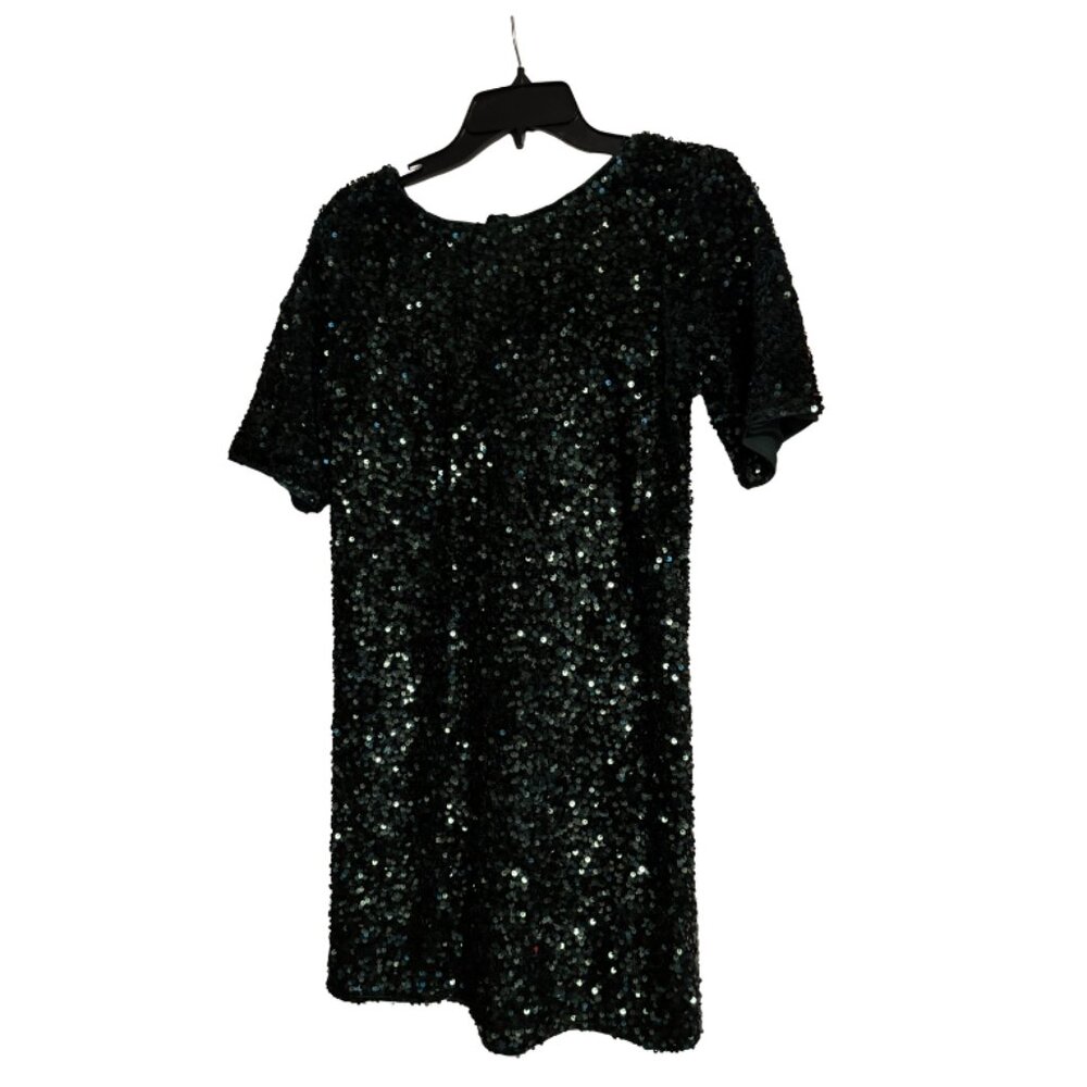 Emerald Green Sequin Party Dress w/ Satin Back Bow